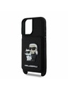 Karl Lagerfeld Karl Lagerfeld Saffiano Crossbody Riemen Karl and Choupette Hülle für iPhone 16 Black