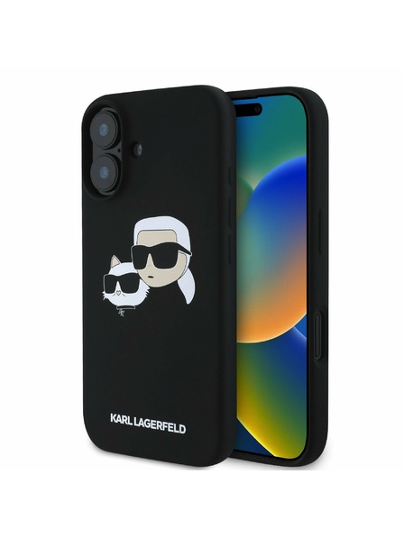 Karl Lagerfeld Karl Lagerfeld Liquid Silicone Double Heads MagSafe Rückseite Hülle für iPhone 16 Plus Black