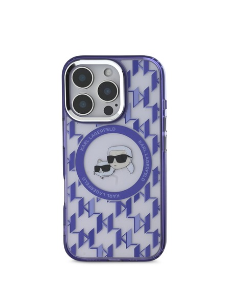 Karl Lagerfeld Karl Lagerfeld IML Monogram K&CH Heads MagSafe Rückseite Hülle für iPhone 16 Pro Max Purple