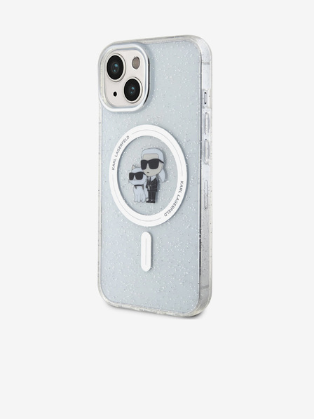 Karl Lagerfeld Karl Lagerfeld IML Glitter Karl and Choupette MagSafe Rückseite Hülle für iPhone 15 Transparent