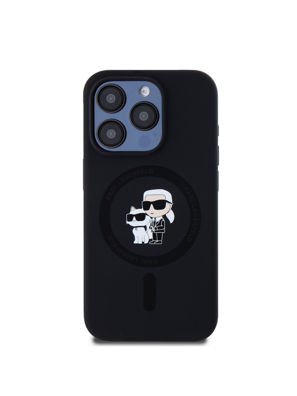 Karl Lagerfeld Karl Lagerfeld Liquid Silicone Karl and Choupette Magsafe Rückseite Hülle für iPhone 15 Pro Black