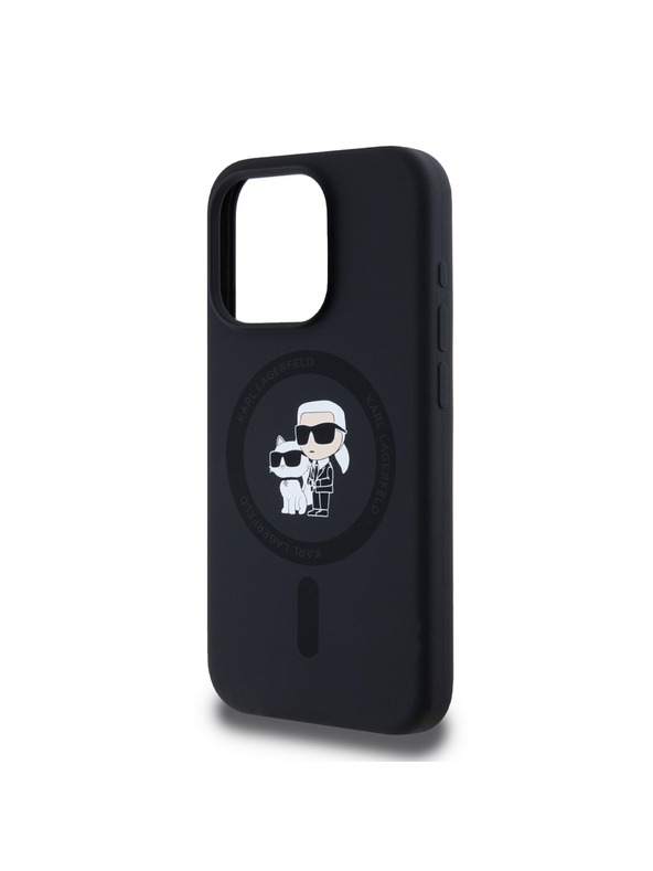 Karl Lagerfeld Karl Lagerfeld Liquid Silicone Karl and Choupette Magsafe Rückseite Hülle für iPhone 15 Pro Black