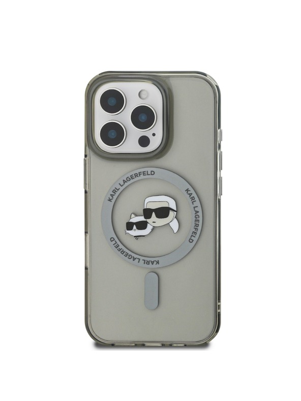 Karl Lagerfeld Karl Lagerfeld IML K&CH Heads Metallrahmen MagSafe Rückseite Hülle für iPhone 16 Pro Max Black