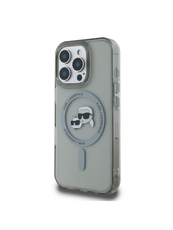 Karl Lagerfeld Karl Lagerfeld IML K&CH Heads Metallrahmen MagSafe Rückseite Hülle für iPhone 16 Pro Max Black