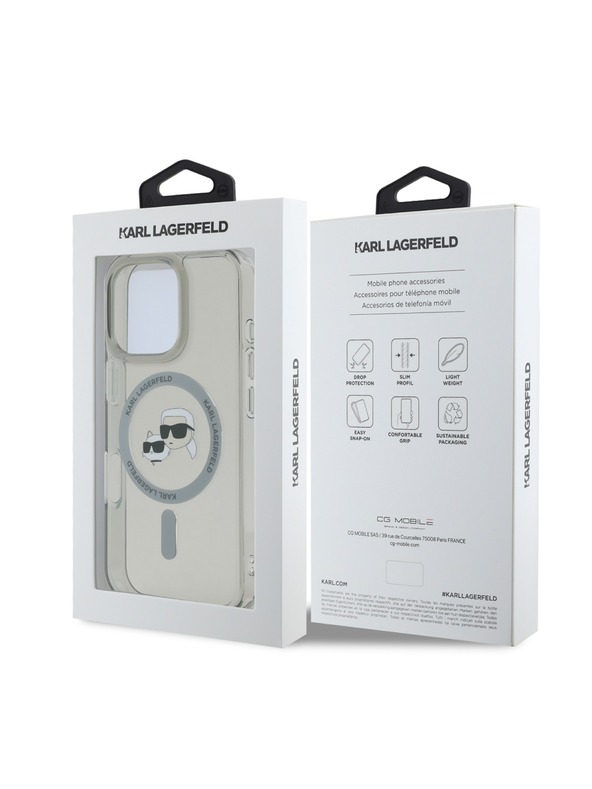 Karl Lagerfeld Karl Lagerfeld IML K&CH Heads Metallrahmen MagSafe Rückseite Hülle für iPhone 16 Pro Max Black