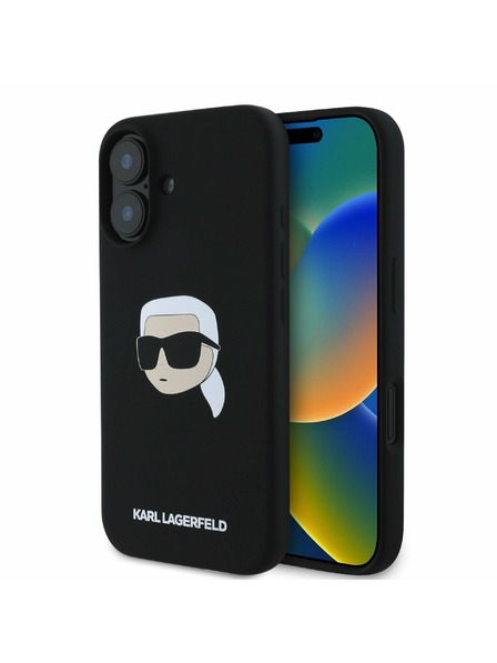 Karl Lagerfeld Karl Lagerfeld Liquid Silicone Karl Head MagSafe Rückseite Hülle für iPhone 16 Black