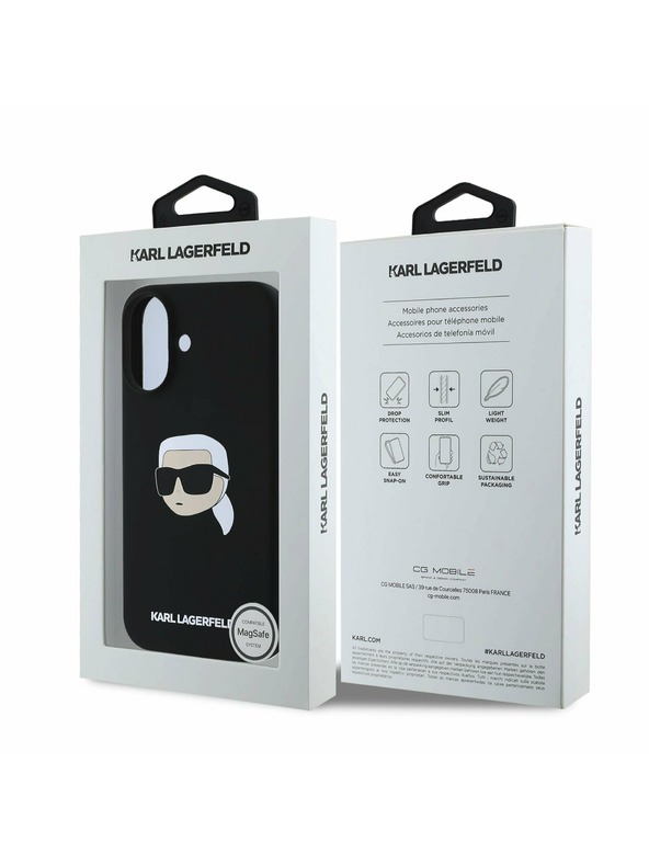 Karl Lagerfeld Karl Lagerfeld Liquid Silicone Karl Head MagSafe Rückseite Hülle für iPhone 16 Black