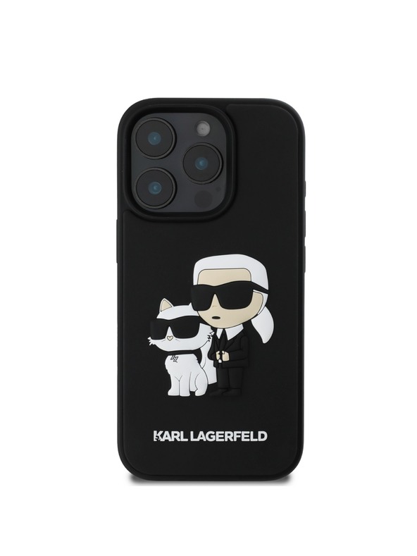 Karl Lagerfeld Karl Lagerfeld PU Saffiano Karl and Choupette Rückseite Hülle für iPhone 16 Pro Black