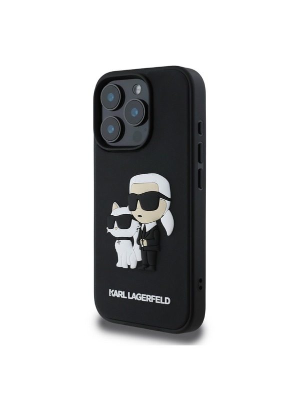 Karl Lagerfeld Karl Lagerfeld PU Saffiano Karl and Choupette Rückseite Hülle für iPhone 16 Pro Black