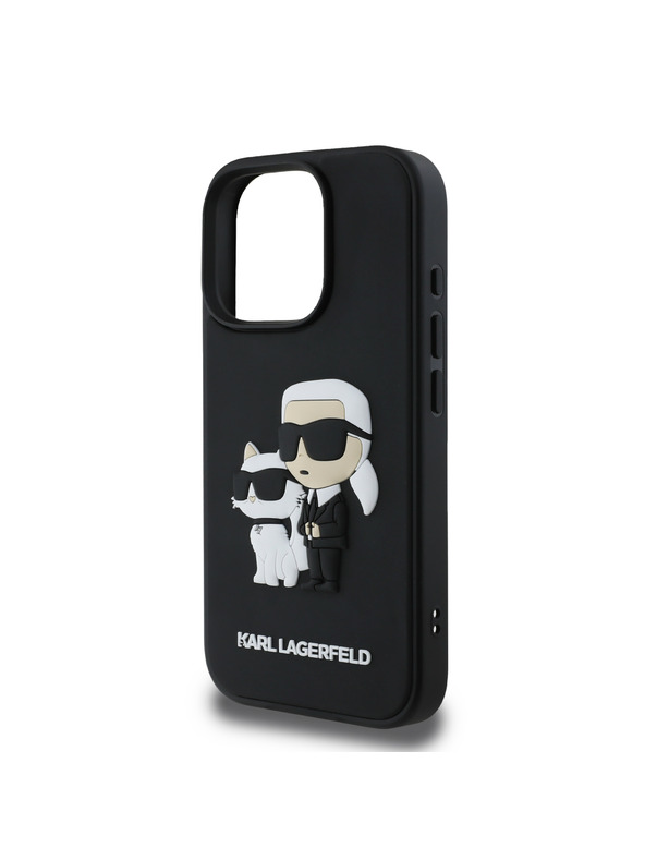 Karl Lagerfeld Karl Lagerfeld PU Saffiano Karl and Choupette Rückseite Hülle für iPhone 16 Pro Black