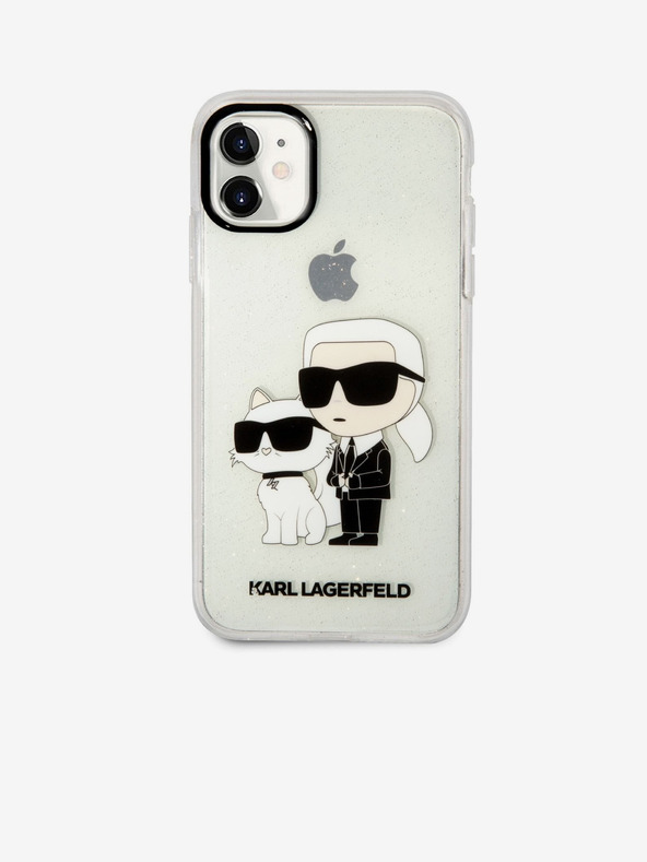 Karl Lagerfeld IML Glitter Karl and Choupette NFT Rückseite Hülle für iPhone 11 Transparent Karl Lagerfeld