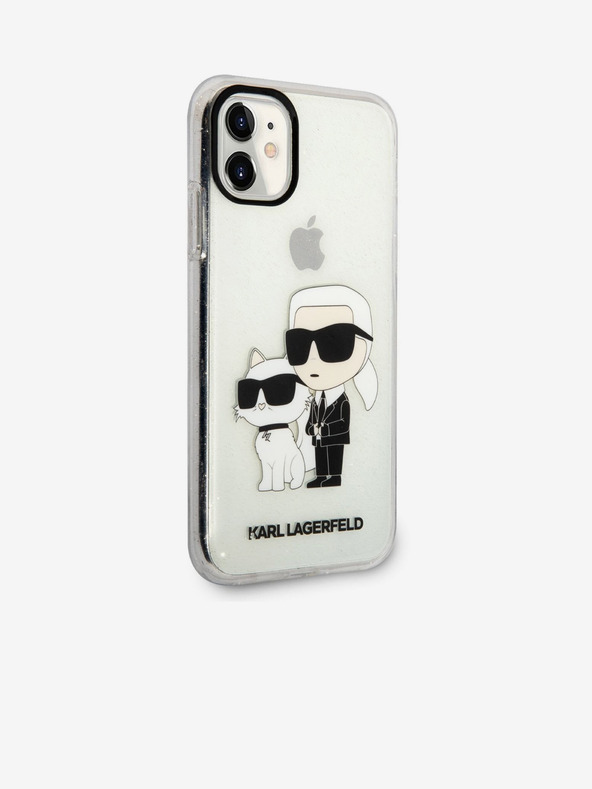 Karl Lagerfeld IML Glitter Karl and Choupette NFT Rückseite Hülle für iPhone 11 Transparent Karl Lagerfeld