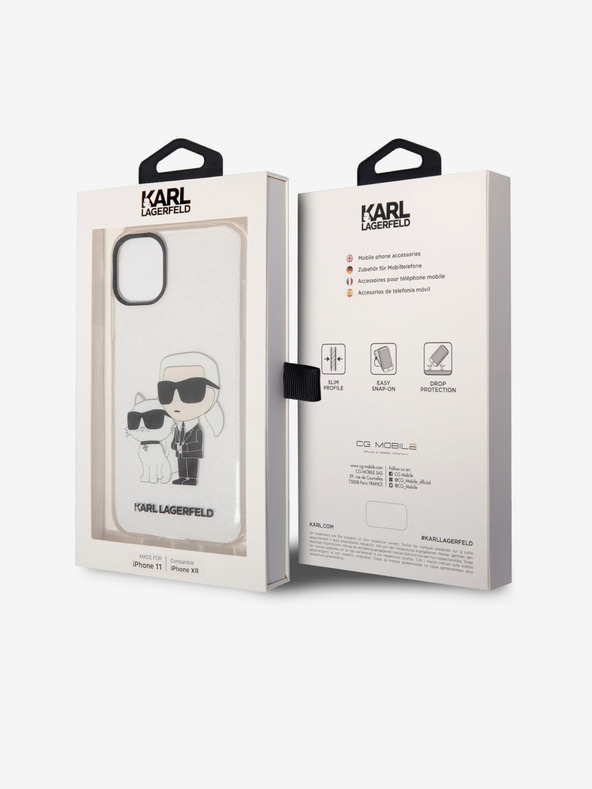 Karl Lagerfeld IML Glitter Karl and Choupette NFT Rückseite Hülle für iPhone 11 Transparent Karl Lagerfeld