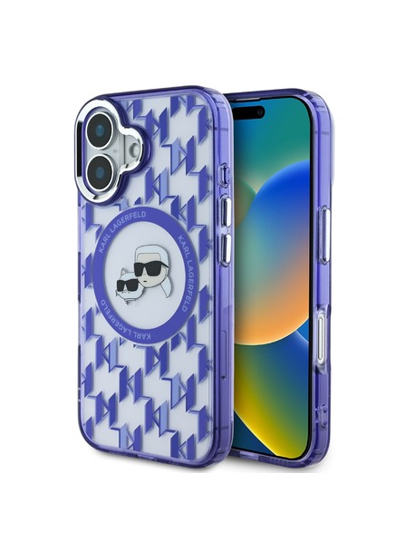 Karl Lagerfeld Karl Lagerfeld IML Monogram K&CH Heads MagSafe Rückseite Hülle für iPhone 16 Purple