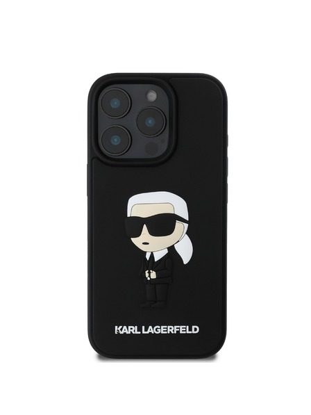 Karl Lagerfeld Karl Lagerfeld 3D Rubber Ikonik Rückseite Hülle für iPhone 16 Pro Max Black