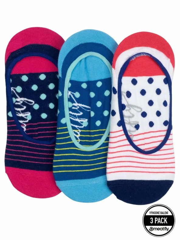 Meatfly Meatfly Socken Low Socks Triple Pack Rot Gestreift | Rot | Größe
