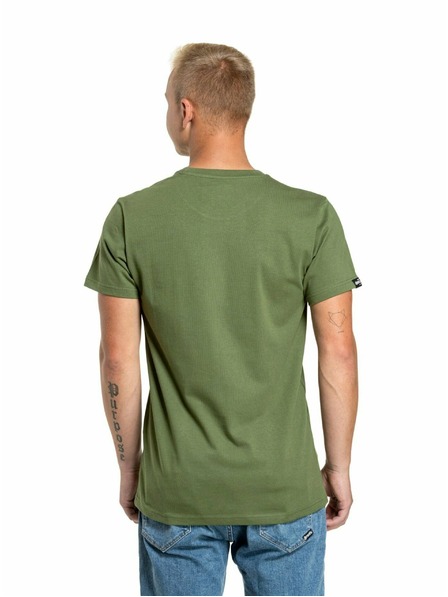 Meatfly Meatfly Herren-T-Shirt Striped Logo Olive | Grün | Größe S | 100% Baumwolle
