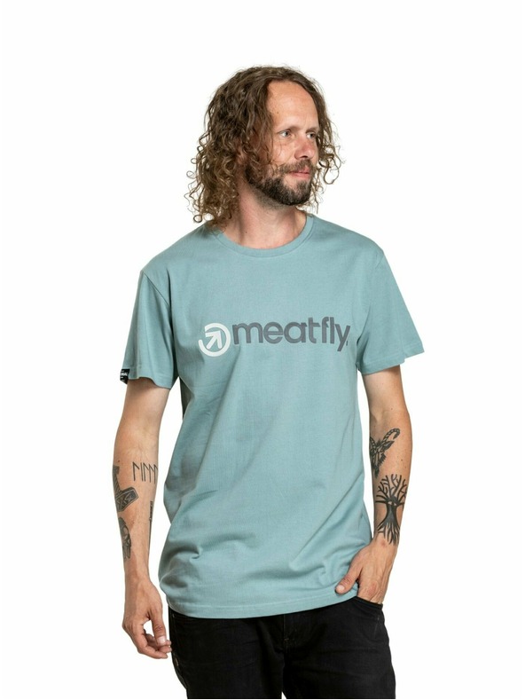Meatfly Meatfly Herren-T-Shirt Joe Dusty Mint | Blau | Größe M | 100% Baumwolle