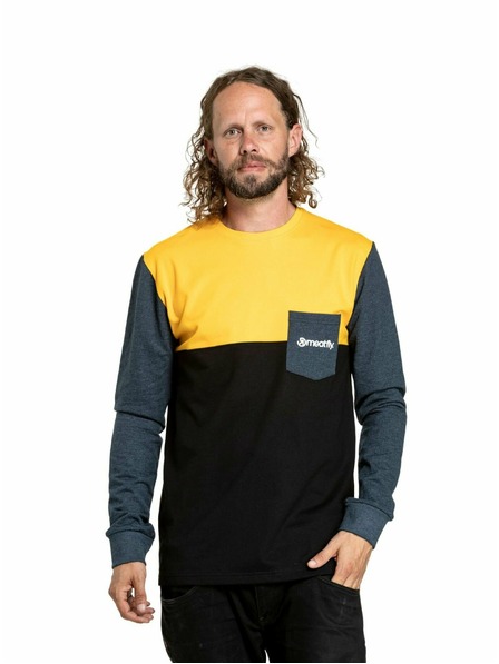 Meatfly Meatfly Herren Langarm-T-Shirt Harvey Deep Yellow/Navy Heather | Gelb | Größe