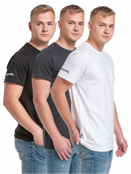 Meatfly Meatfly Herren T-Shirt Set Basic Multipack Black/Charcoal Heather/White | Schwarz | Größe