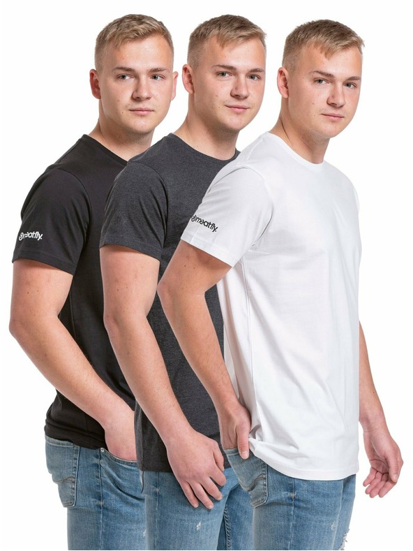 Meatfly Meatfly Herren T-Shirt Set Basic Multipack Black/Charcoal Heather/White | Schwarz | Größe