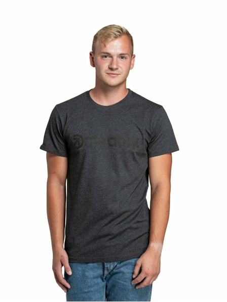 Meatfly Meatfly Herren T-Shirt Striped Logo Charcoal Heather | Grau | Größe