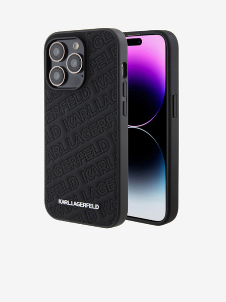 Karl Lagerfeld PU Steppenmuster Rückseite Hülle für iPhone 15 Pro Max Schwarz Karl Lagerfeld
