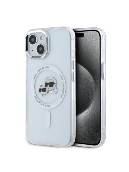 Karl Lagerfeld Karl Lagerfeld IML K&CH Heads Metallrahmen MagSafe Rückseite Hülle für iPhone 14 Transparent