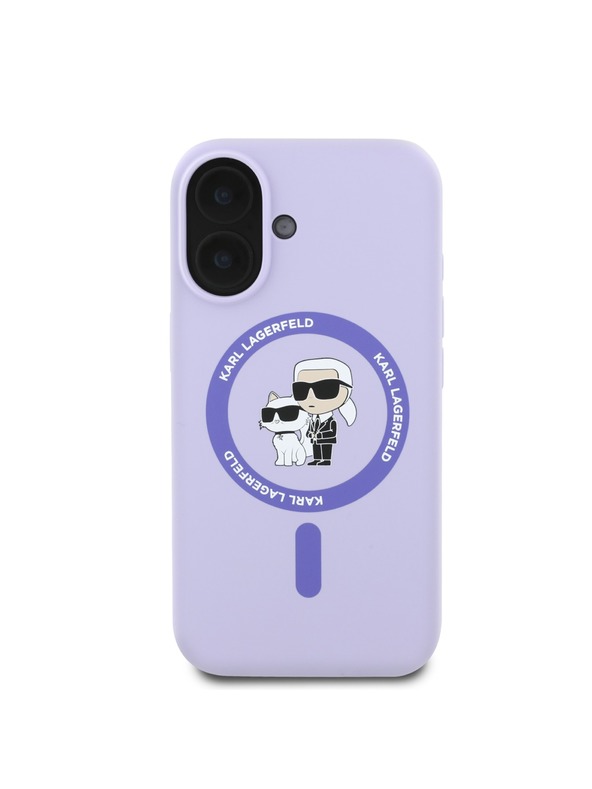 Karl Lagerfeld Karl Lagerfeld Flüssigsilikon Karl and Choupette MagSafe Rückseite Hülle für iPhone 16 Purple