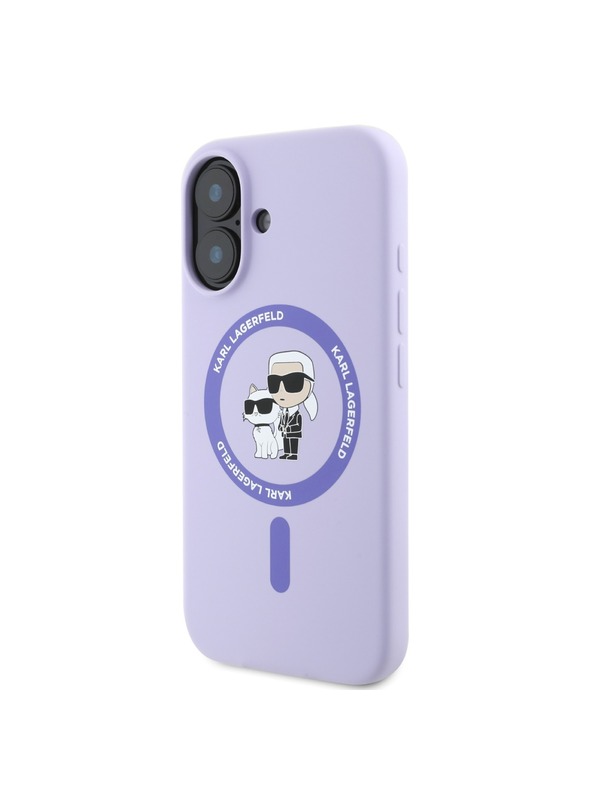 Karl Lagerfeld Karl Lagerfeld Flüssigsilikon Karl and Choupette MagSafe Rückseite Hülle für iPhone 16 Purple