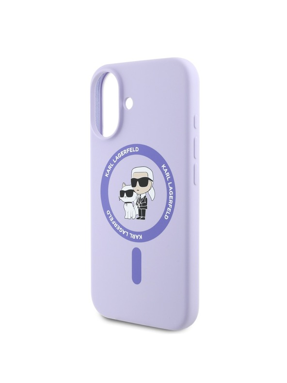Karl Lagerfeld Karl Lagerfeld Flüssigsilikon Karl and Choupette MagSafe Rückseite Hülle für iPhone 16 Purple