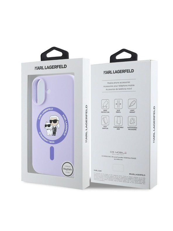 Karl Lagerfeld Karl Lagerfeld Flüssigsilikon Karl and Choupette MagSafe Rückseite Hülle für iPhone 16 Purple