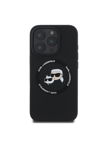 Karl Lagerfeld Karl Lagerfeld Flüssigsilikon K&CH Heads MagSafe Rückseite Hülle für iPhone 16 Pro Schwarz
