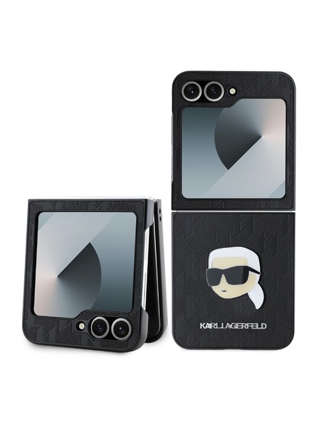 Karl Lagerfeld Karl Lagerfeld PU Saffiano Monogramm Karl Head Rückseite Hülle für Samsung Galaxy Z Flip 6 Schwarz