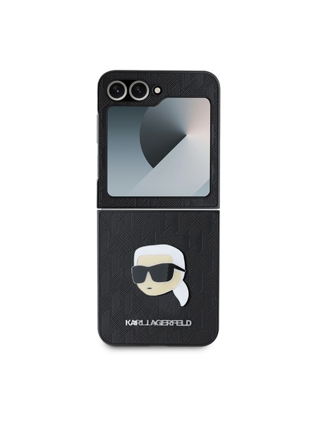 Karl Lagerfeld Karl Lagerfeld PU Saffiano Monogramm Karl Head Rückseite Hülle für Samsung Galaxy Z Flip 6 Schwarz