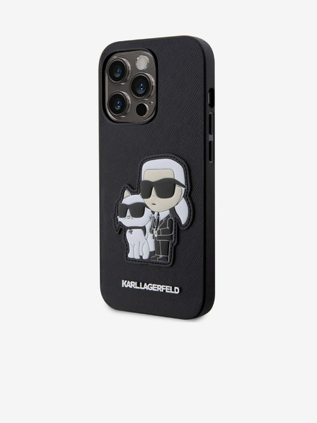 Karl Lagerfeld Karl Lagerfeld PU Saffiano Karl and Choupette NFT Rückseite Hülle für iPhone 14 Pro Schwarz