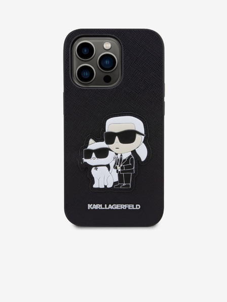 Karl Lagerfeld Karl Lagerfeld PU Saffiano Karl and Choupette NFT Rückseite Hülle für iPhone 14 Pro Schwarz