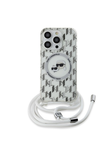 Karl Lagerfeld Karl Lagerfeld IML Monogramm Crossbody K&CH Heads MagSafe Rückseite Hülle für iPhone 14 Pro Transparent
