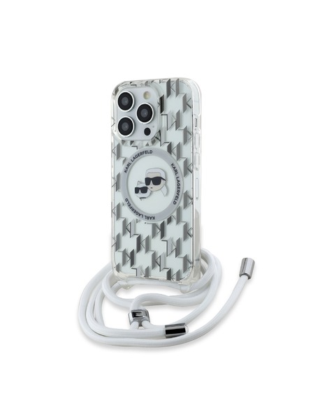 Karl Lagerfeld Karl Lagerfeld IML Monogramm Crossbody K&CH Heads MagSafe Rückseite Hülle für iPhone 14 Pro Transparent