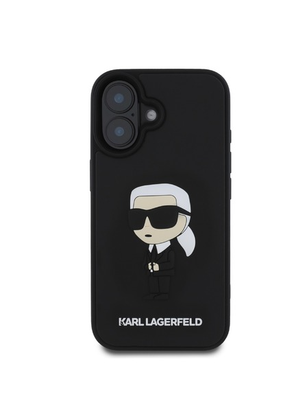 Karl Lagerfeld Karl Lagerfeld 3D Gummi Ikonik Rückseite Hülle für iPhone 16 Schwarz