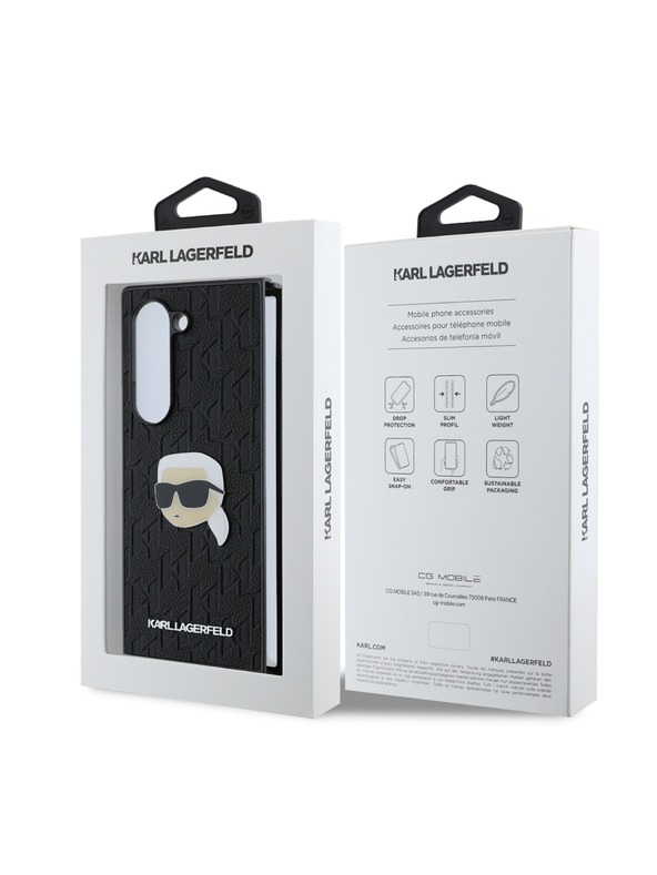 Karl Lagerfeld Karl Lagerfeld PU Saffiano Monogramm Karl Head Rückseite Hülle für Samsung Galaxy Z Fold 6 Schwarz