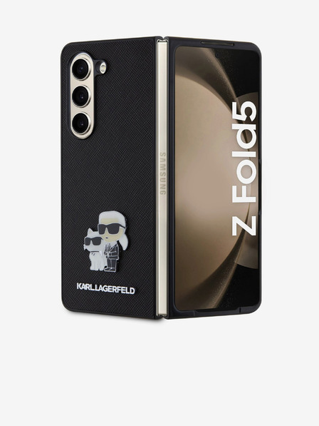 Karl Lagerfeld Karl Lagerfeld PU Saffiano Karl and Choupette NFT Rückseite Hülle für Samsung Galaxy Z Fold 5 Schwarz