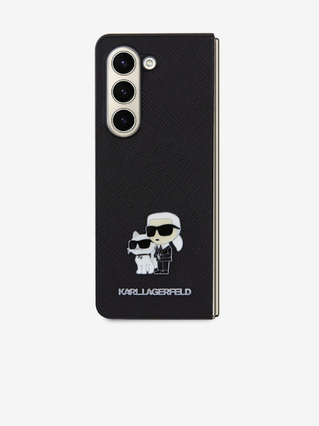 Karl Lagerfeld Karl Lagerfeld PU Saffiano Karl and Choupette NFT Rückseite Hülle für Samsung Galaxy Z Fold 5 Schwarz