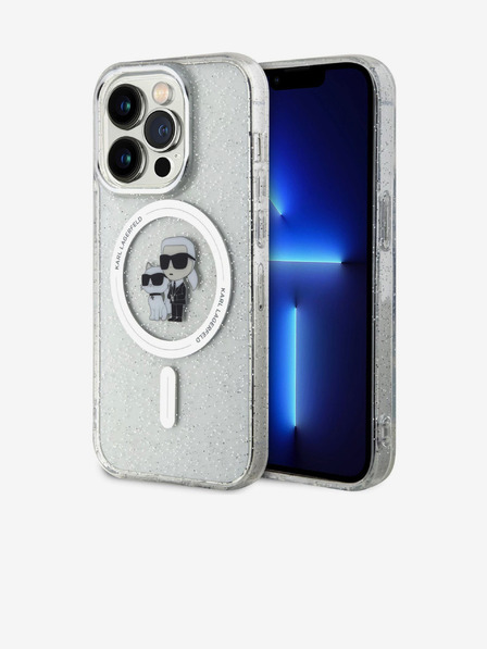 Karl Lagerfeld Karl Lagerfeld IML Glitzer Karl and Choupette MagSafe Rückseite Hülle für iPhone 15 Pro Transparent