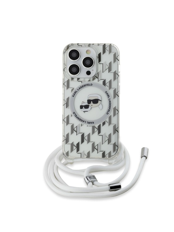 Karl Lagerfeld Karl Lagerfeld IML Monogramm Crossbody K&CH Heads MagSafe Rückseite Hülle für iPhone 14 Pro Max Transparent