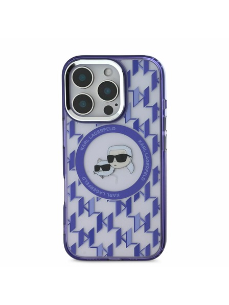 Karl Lagerfeld Karl Lagerfeld IML Monogramm K&CH Heads MagSafe Rückseite Hülle für iPhone 16 Pro Purple