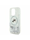Karl Lagerfeld Karl Lagerfeld Flüssig Glitzer Karl and Choupette Köpfe MagSafe Rückseite Hülle für iPhone 16 Pro Max Transparent