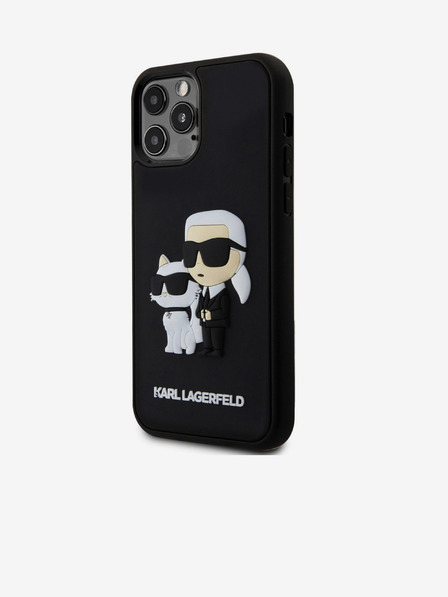 Karl Lagerfeld 3D Gummi Karl and Choupette Rückseite Hülle für iPhone 12/12 Pro Black Karl Lagerfeld