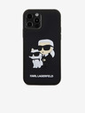 Karl Lagerfeld 3D Gummi Karl and Choupette Rückseite Hülle für iPhone 12/12 Pro Black Karl Lagerfeld