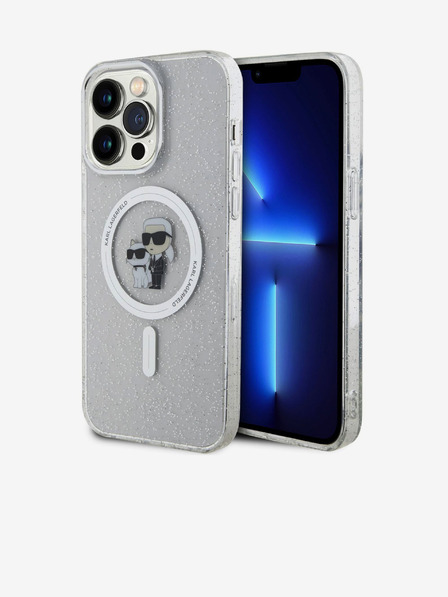 Karl Lagerfeld Karl Lagerfeld IML Glitzer Karl and Choupette MagSafe Rückseite Hülle für iPhone 15 Pro Max Transparent